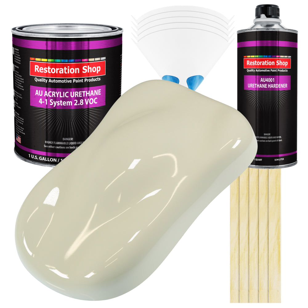 Grand Prix White Acrylic Urethane Auto Paint (Complete Gallon Paint Kit) Professional Single Stage Automotive Car Truck Coating, 4:1 Mix Ratio 2.8 VOC