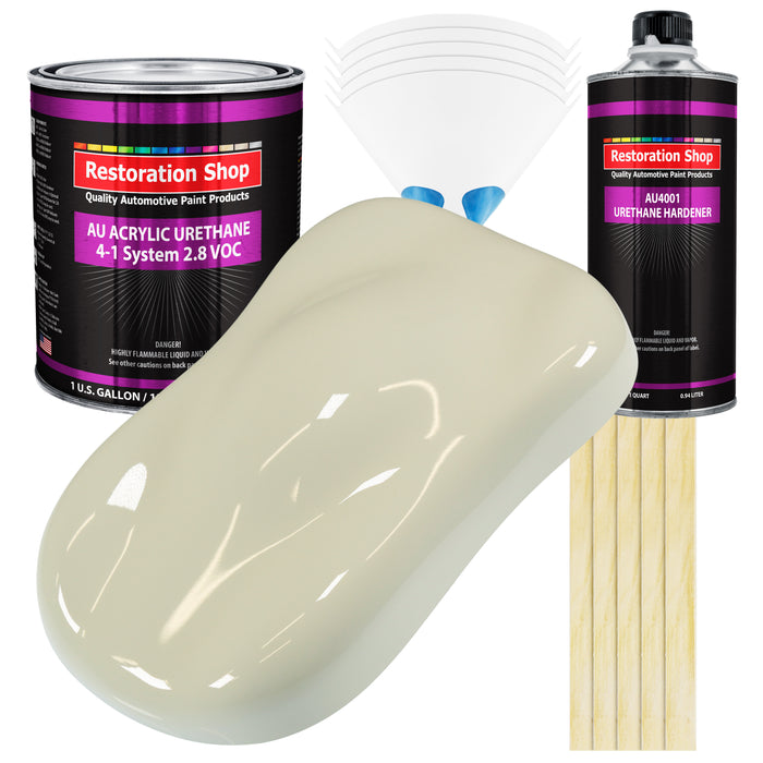 Grand Prix White Acrylic Urethane Auto Paint (Complete Gallon Paint Kit) Professional Single Stage Automotive Car Truck Coating, 4:1 Mix Ratio 2.8 VOC