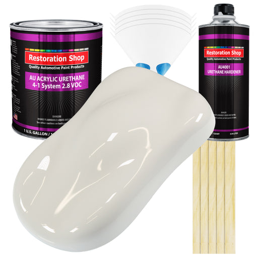 Wispy White Acrylic Urethane Auto Paint - Complete Gallon Paint Kit - Professional Single Stage Automotive Car Truck Coating, 4:1 Mix Ratio 2.8 VOC