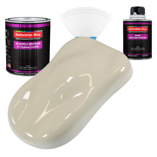 Olympic White Acrylic Urethane Auto Paint - Complete Quart Paint Kit - Professional Single Stage Automotive Car Truck Coating, 4:1 Mix Ratio 2.8 VOC