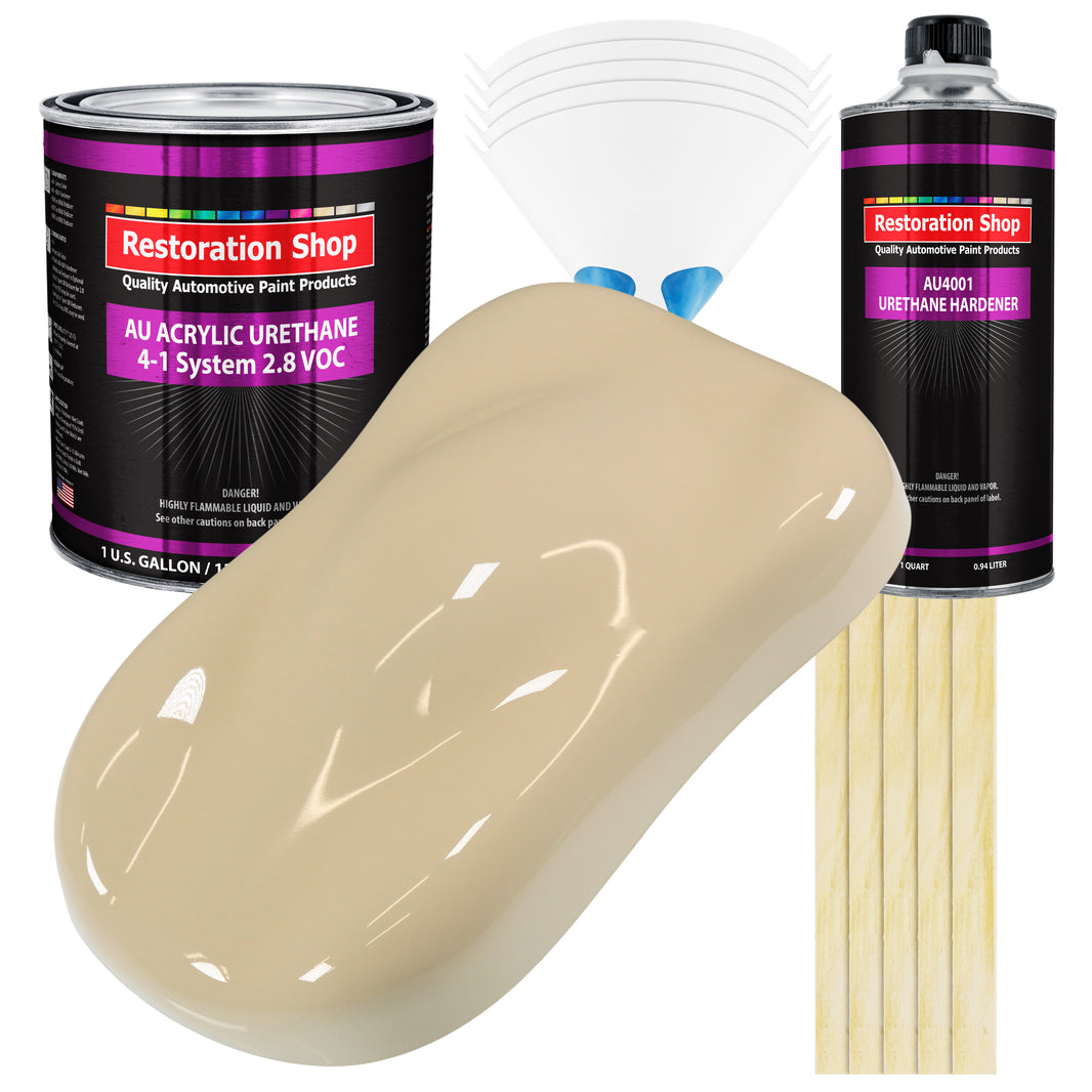Ivory Acrylic Urethane Auto Paint - Complete Gallon Paint Kit - Professional Single Stage Gloss Automotive Car Truck Coating, 4:1 Mix Ratio 2.8 VOC