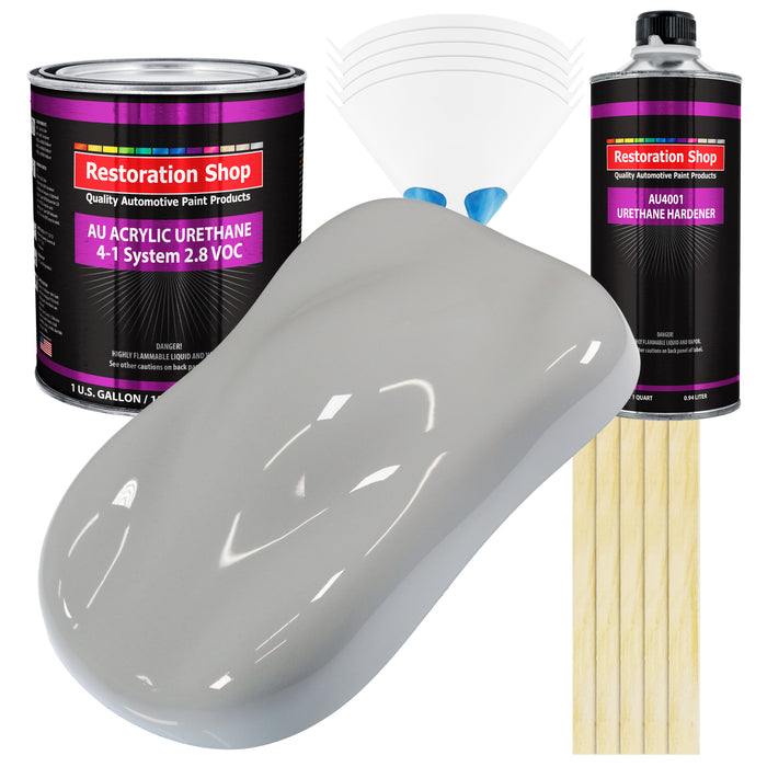 Mesa Gray Acrylic Urethane Auto Paint - Complete Gallon Paint Kit - Professional Single Stage Gloss Automotive Car Truck Coating 4:1 Mix Ratio 2.8 VOC