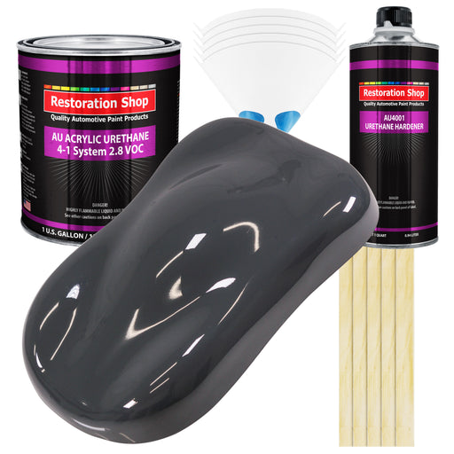 Machinery Gray Acrylic Urethane Auto Paint - Complete Gallon Paint Kit - Professional Single Stage Automotive Car Truck Coating, 4:1 Mix Ratio 2.8 VOC