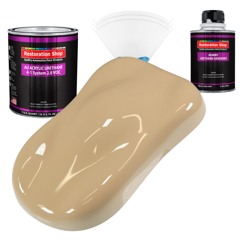 Shoreline Beige Acrylic Urethane Auto Paint - Complete Quart Paint Kit - Professional Single Stage Automotive Car Truck Coating, 4:1 Mix Ratio 2.8 VOC