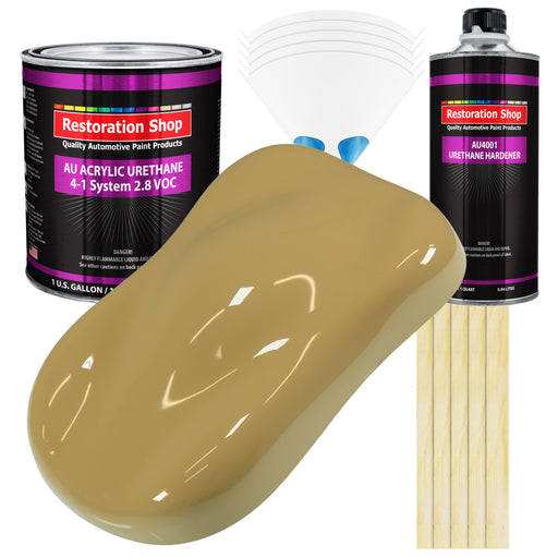 Buckskin Tan Acrylic Urethane Auto Paint - Complete Gallon Paint Kit - Professional Single Stage Automotive Car Truck Coating, 4:1 Mix Ratio 2.8 VOC