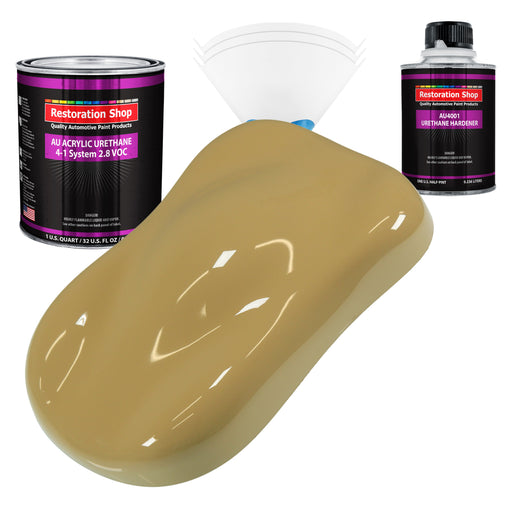 Buckskin Tan Acrylic Urethane Auto Paint - Complete Quart Paint Kit - Professional Single Stage Automotive Car Truck Coating, 4:1 Mix Ratio 2.8 VOC