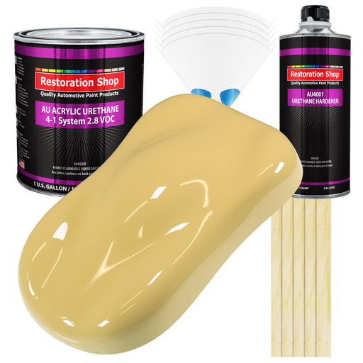 Springtime Yellow Acrylic Urethane Auto Paint - Complete Gallon Paint Kit - Professional Single Stage Automotive Car Coating, 4:1 Mix Ratio 2.8 VOC