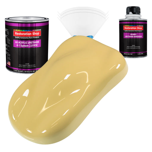 Springtime Yellow Acrylic Urethane Auto Paint (Complete Quart Paint Kit) Professional Single Stage Automotive Car Truck Coating, 4:1 Mix Ratio 2.8 VOC