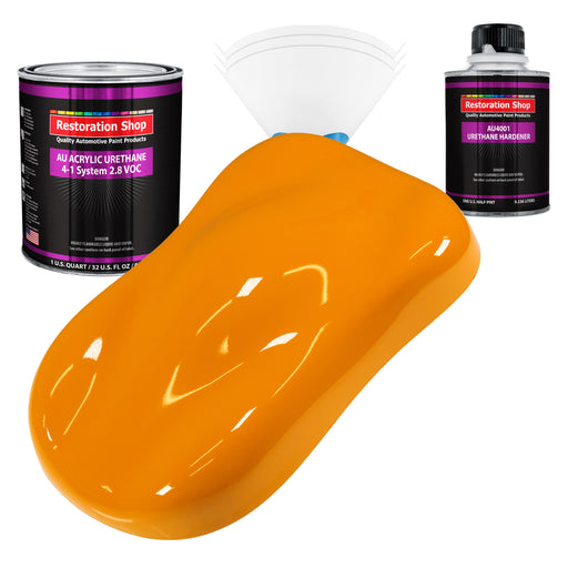 Speed Yellow Acrylic Urethane Auto Paint - Complete Quart Paint Kit - Professional Single Stage Automotive Car Truck Coating, 4:1 Mix Ratio 2.8 VOC