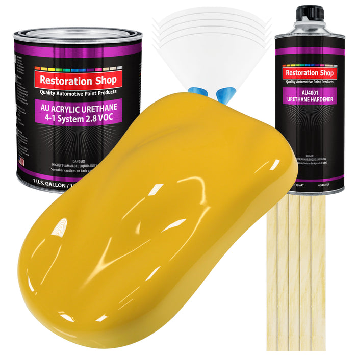 Canary Yellow Acrylic Urethane Auto Paint - Complete Gallon Paint Kit - Professional Single Stage Automotive Car Truck Coating, 4:1 Mix Ratio 2.8 VOC