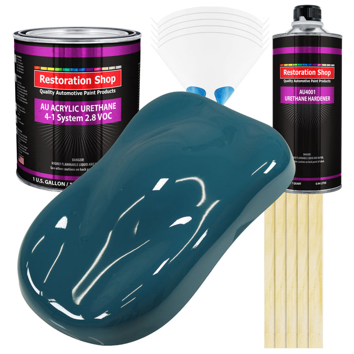 Transport Blue Acrylic Urethane Auto Paint - Complete Gallon Paint Kit - Professional Single Stage Automotive Car Truck Coating, 4:1 Mix Ratio 2.8 VOC