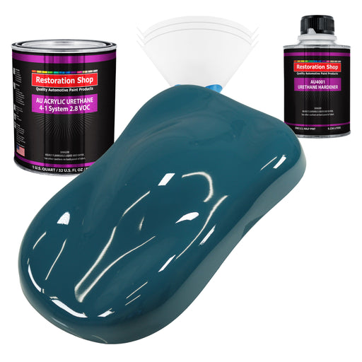 Transport Blue Acrylic Urethane Auto Paint - Complete Quart Paint Kit - Professional Single Stage Automotive Car Truck Coating, 4:1 Mix Ratio 2.8 VOC