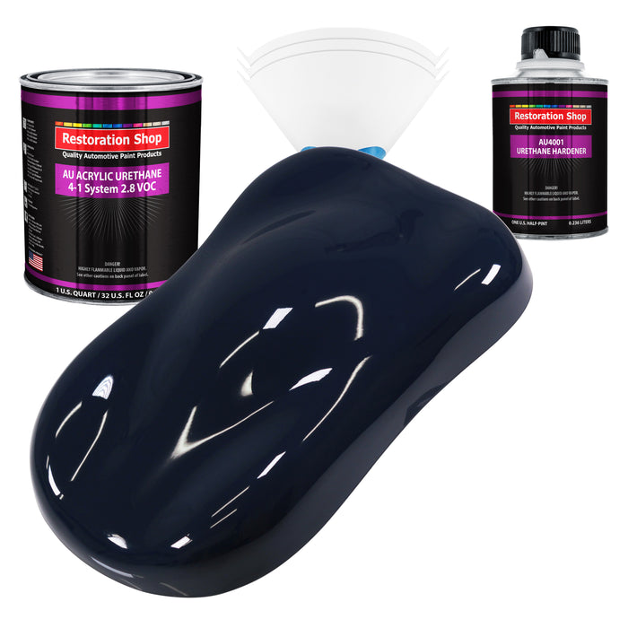 Midnight Blue Acrylic Urethane Auto Paint - Complete Quart Paint Kit - Professional Single Stage Automotive Car Truck Coating, 4:1 Mix Ratio 2.8 VOC