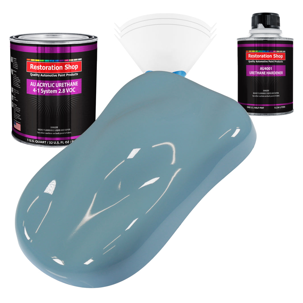 Glacier Blue Acrylic Urethane Auto Paint - Complete Quart Paint Kit - Professional Single Stage Automotive Car Truck Coating, 4:1 Mix Ratio 2.8 VOC