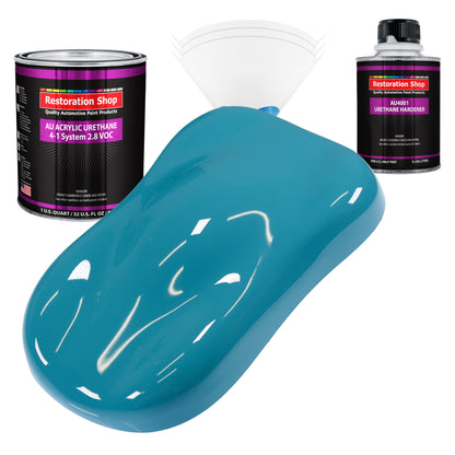 Petty Blue Acrylic Urethane Auto Paint - Complete Quart Paint Kit - Professional Single Stage Gloss Automotive Car Truck Coating 4:1 Mix Ratio 2.8 VOC