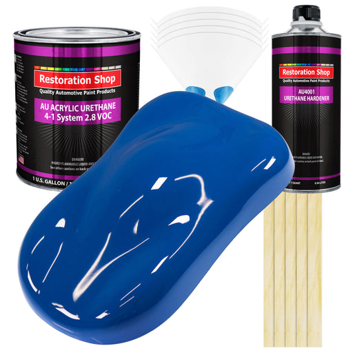 Reflex Blue Acrylic Urethane Auto Paint - Complete Gallon Paint Kit - Professional Single Stage Automotive Car Truck Coating, 4:1 Mix Ratio 2.8 VOC