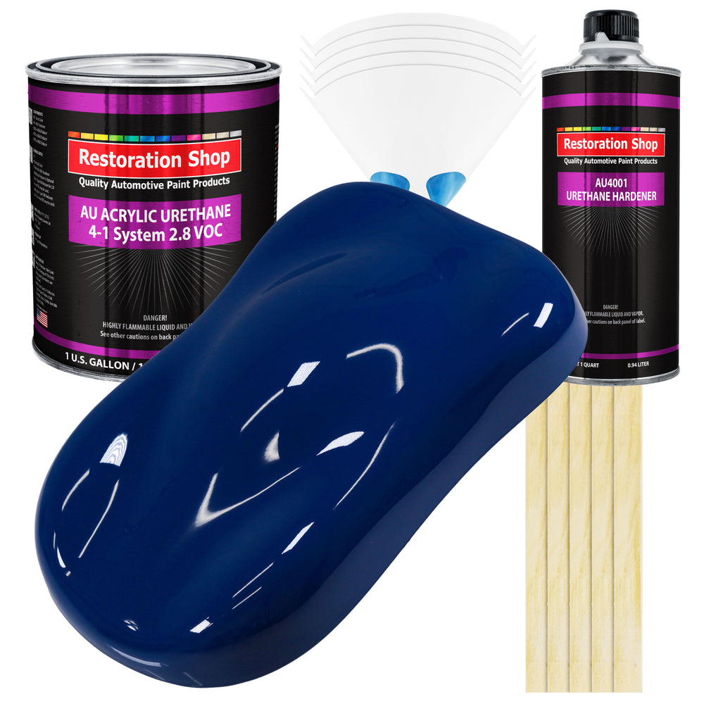 Marine Blue Acrylic Urethane Auto Paint - Complete Gallon Paint Kit - Professional Single Stage Automotive Car Truck Coating, 4:1 Mix Ratio 2.8 VOC