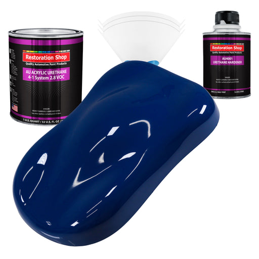 Marine Blue Acrylic Urethane Auto Paint (Complete Quart Paint Kit) Professional Single Stage Gloss Automotive Car Truck Coating, 4:1 Mix Ratio 2.8 VOC