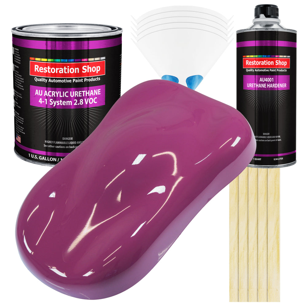 Magenta Acrylic Urethane Auto Paint - Complete Gallon Paint Kit - Professional Single Stage Gloss Automotive Car Truck Coating, 4:1 Mix Ratio 2.8 VOC