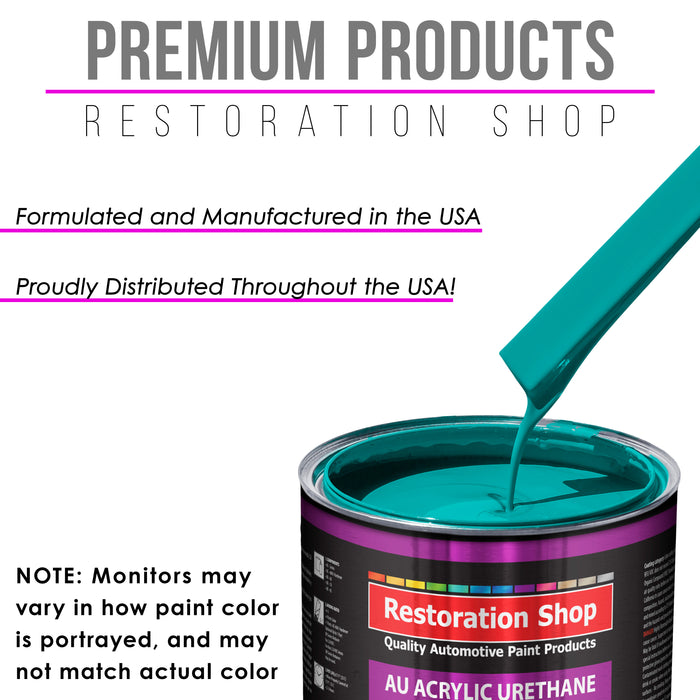 Deep Aqua Acrylic Urethane Auto Paint - Complete Quart Paint Kit - Professional Single Stage Gloss Automotive Car Truck Coating, 4:1 Mix Ratio 2.8 VOC
