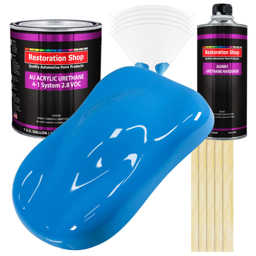 Grabber Blue Acrylic Urethane Auto Paint - Complete Gallon Paint Kit - Professional Single Stage Automotive Car Truck Coating, 4:1 Mix Ratio 2.8 VOC