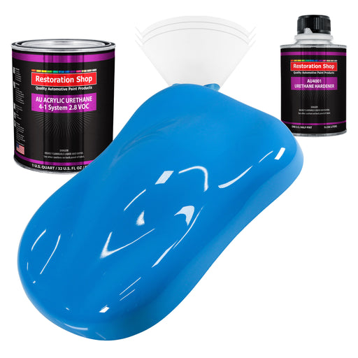 Grabber Blue Acrylic Urethane Auto Paint - Complete Quart Paint Kit - Professional Single Stage Automotive Car Truck Coating, 4:1 Mix Ratio 2.8 VOC