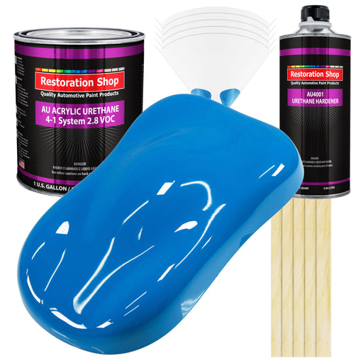 Coastal Highway Blue Acrylic Urethane Auto Paint - Complete Gallon Paint Kit - Professional Single Stage Automotive Car Coating, 4:1 Mix Ratio 2.8 VOC