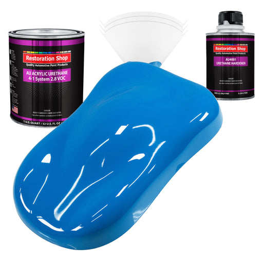 Coastal Highway Blue Acrylic Urethane Auto Paint - Complete Quart Paint Kit - Professional Single Stage Automotive Car Coating, 4:1 Mix Ratio 2.8 VOC