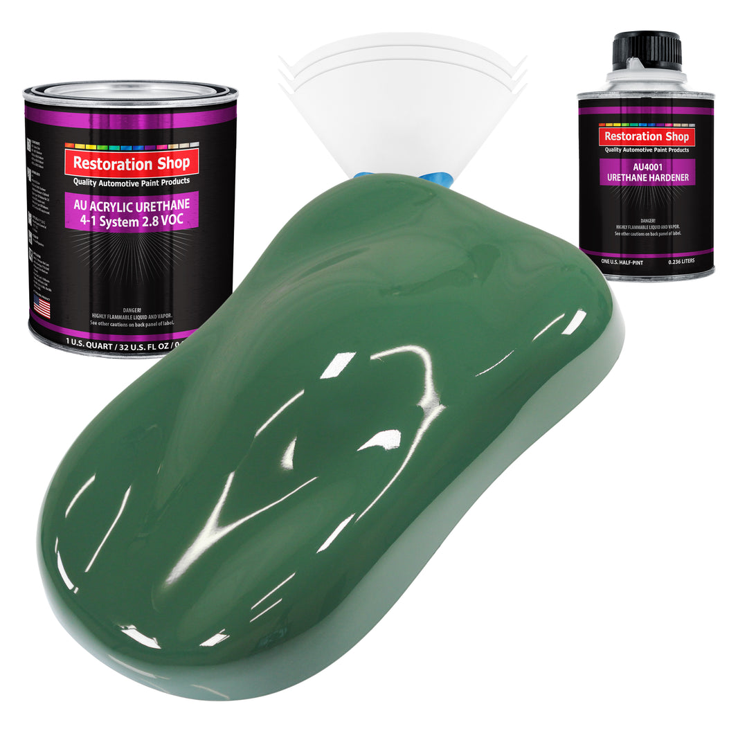 Transport Green Acrylic Urethane Auto Paint - Complete Quart Paint Kit - Professional Single Stage Automotive Car Truck Coating, 4:1 Mix Ratio 2.8 VOC