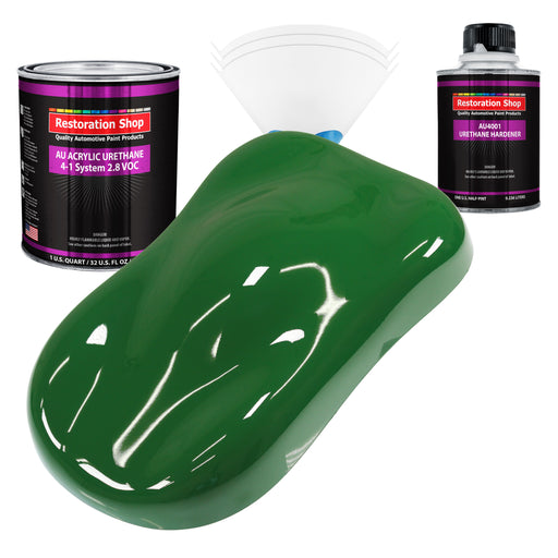 Emerald Green Acrylic Urethane Auto Paint - Complete Quart Paint Kit - Professional Single Stage Automotive Car Truck Coating, 4:1 Mix Ratio 2.8 VOC