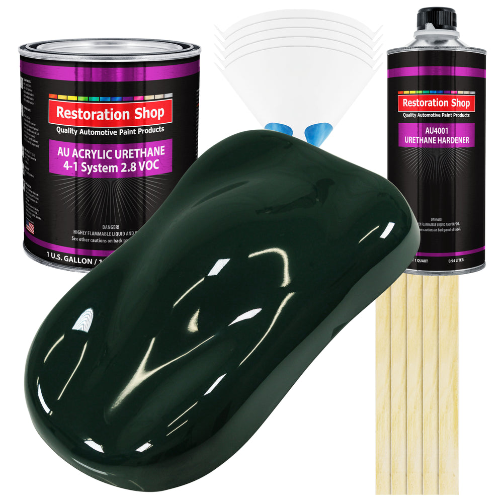 British Racing Green Acrylic Urethane Auto Paint - Complete Gallon Paint Kit - Professional Single Stage Automotive Car Coating, 4:1 Mix Ratio 2.8 VOC