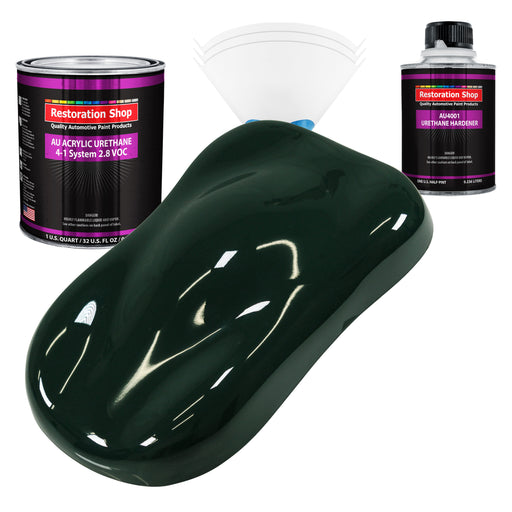 British Racing Green Acrylic Urethane Auto Paint - Complete Quart Paint Kit - Professional Single Stage Automotive Car Coating, 4:1 Mix Ratio 2.8 VOC