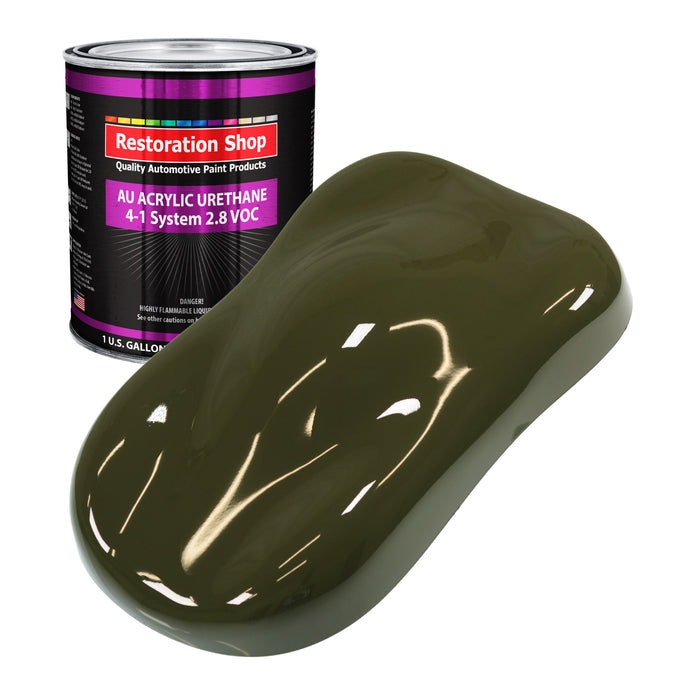 Olive Drab Green Acrylic Urethane Auto Paint - Gallon Paint Color Only - Professional Single Stage High Gloss Automotive, Car, Truck Coating, 2.8 VOC