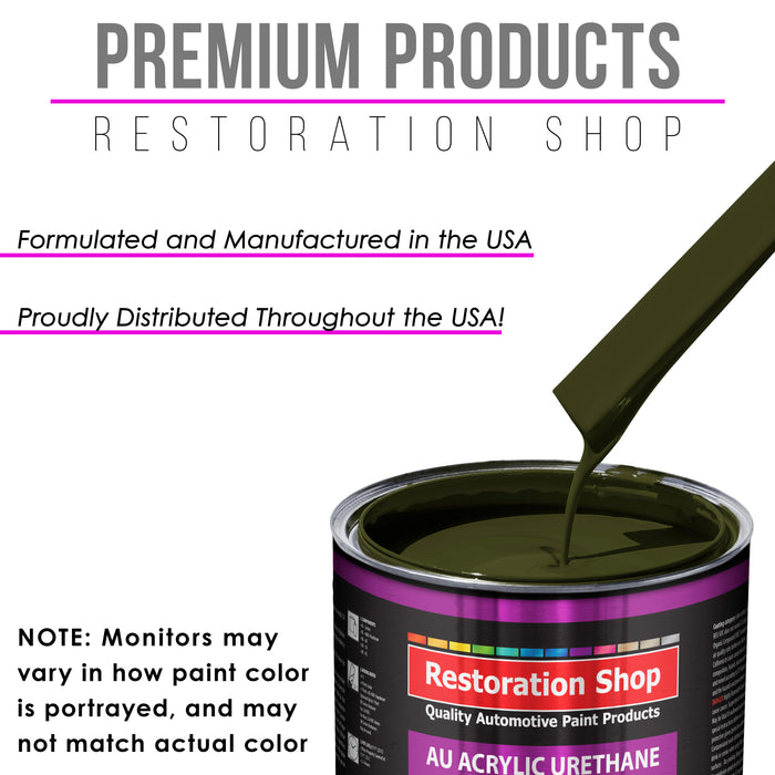 Olive Drab Green Acrylic Urethane Auto Paint - Quart Paint Color Only - Professional Single Stage High Gloss Automotive, Car, Truck Coating, 2.8 VOC