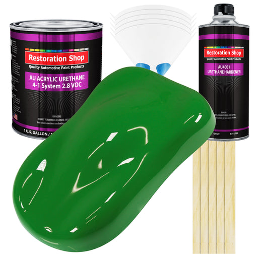 Vibrant Lime Green Acrylic Urethane Auto Paint - Complete Gallon Paint Kit - Professional Single Stage Automotive Car Coating, 4:1 Mix Ratio 2.8 VOC
