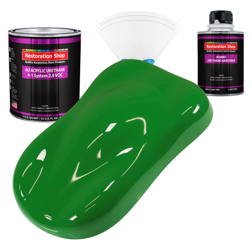 Vibrant Lime Green Acrylic Urethane Auto Paint - Complete Quart Paint Kit - Professional Single Stage Automotive Car Coating, 4:1 Mix Ratio 2.8 VOC