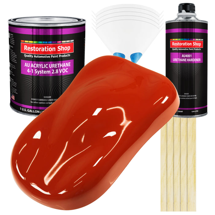 Hot Rod Red Acrylic Urethane Auto Paint - Complete Gallon Paint Kit - Professional Single Stage Automotive Car Truck Coating, 4:1 Mix Ratio 2.8 VOC