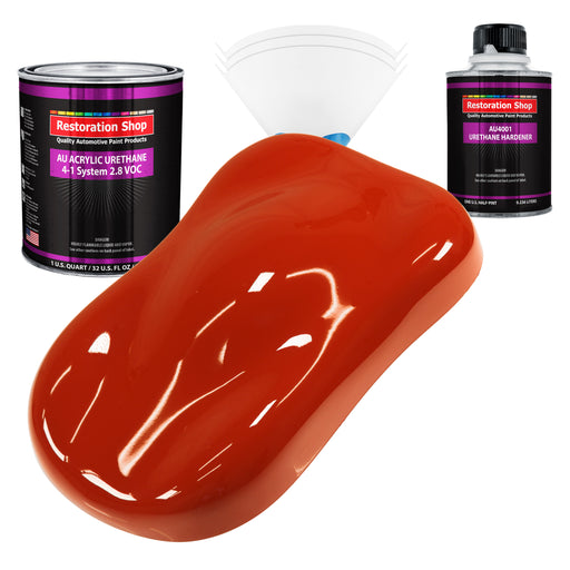 Hot Rod Red Acrylic Urethane Auto Paint (Complete Quart Paint Kit) Professional Single Stage Gloss Automotive Car Truck Coating, 4:1 Mix Ratio 2.8 VOC