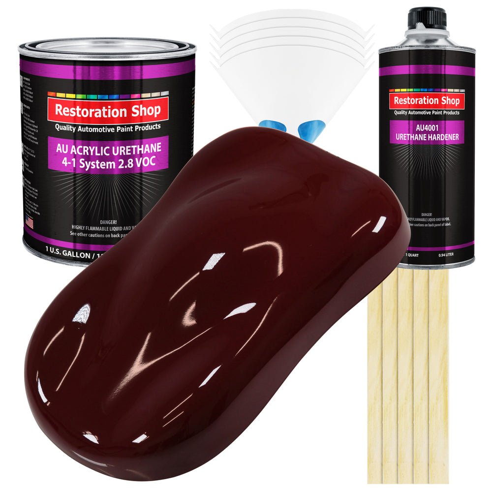 Carmine Red Acrylic Urethane Auto Paint - Complete Gallon Paint Kit - Professional Single Stage Automotive Car Truck Coating, 4:1 Mix Ratio 2.8 VOC