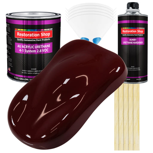 Burgundy Acrylic Urethane Auto Paint - Complete Gallon Paint Kit - Professional Single Stage Gloss Automotive Car Truck Coating, 4:1 Mix Ratio 2.8 VOC