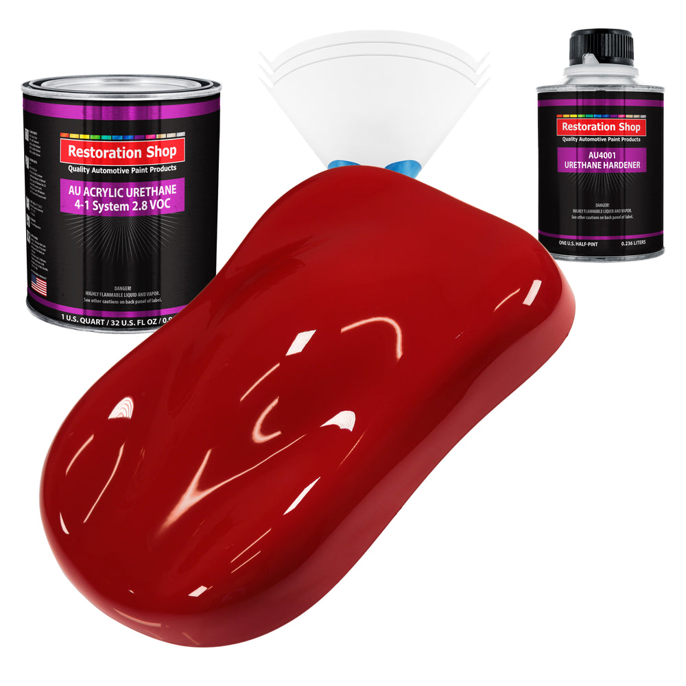 Regal Red Acrylic Urethane Auto Paint - Complete Quart Paint Kit - Professional Single Stage Gloss Automotive Car Truck Coating, 4:1 Mix Ratio 2.8 VOC