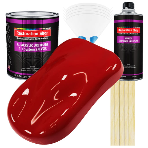 Victory Red Acrylic Urethane Auto Paint - Complete Gallon Paint Kit - Professional Single Stage Automotive Car Truck Coating, 4:1 Mix Ratio 2.8 VOC