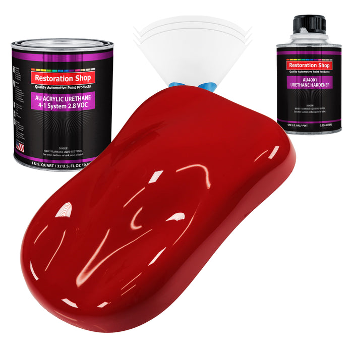 Victory Red Acrylic Urethane Auto Paint (Complete Quart Paint Kit) Professional Single Stage Gloss Automotive Car Truck Coating, 4:1 Mix Ratio 2.8 VOC
