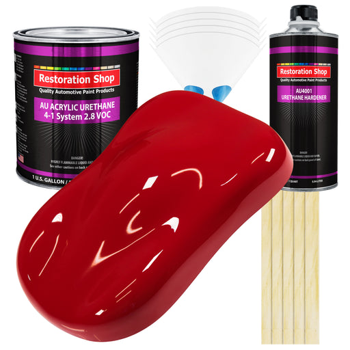 Viper Red Acrylic Urethane Auto Paint - Complete Gallon Paint Kit - Professional Single Stage Gloss Automotive Car Truck Coating 4:1 Mix Ratio 2.8 VOC