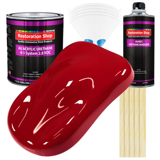 Quarter Mile Red Acrylic Urethane Auto Paint (Complete Gallon Paint Kit) Professional Single Stage Automotive Car Truck Coating, 4:1 Mix Ratio 2.8 VOC