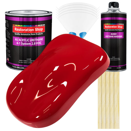 Torch Red Acrylic Urethane Auto Paint - Complete Gallon Paint Kit - Professional Single Stage Gloss Automotive Car Truck Coating 4:1 Mix Ratio 2.8 VOC