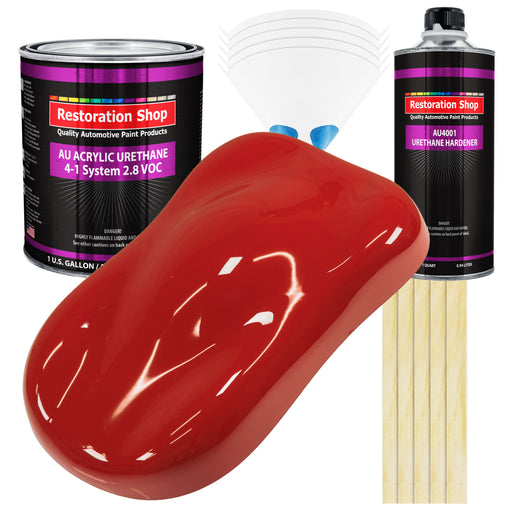 Jalapeno Bright Red Acrylic Urethane Auto Paint - Complete Gallon Paint Kit - Professional Single Stage Automotive Car Coating, 4:1 Mix Ratio 2.8 VOC