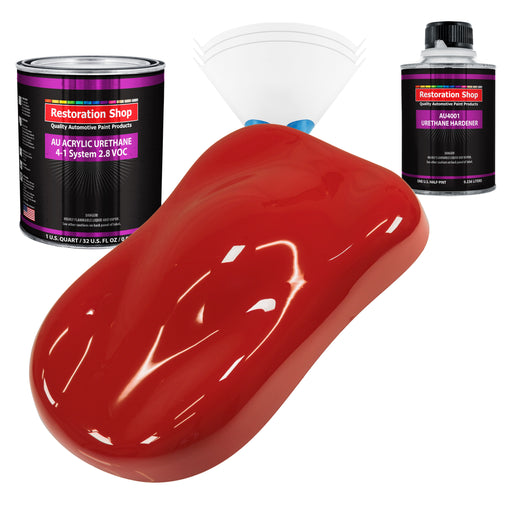 Jalapeno Bright Red Acrylic Urethane Auto Paint - Complete Quart Paint Kit - Professional Single Stage Automotive Car Coating, 4:1 Mix Ratio 2.8 VOC