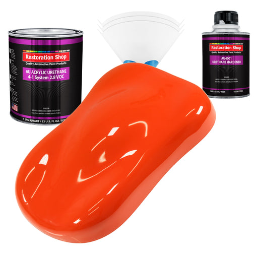 Speed Orange Acrylic Urethane Auto Paint - Complete Quart Paint Kit - Professional Single Stage Automotive Car Truck Coating, 4:1 Mix Ratio 2.8 VOC