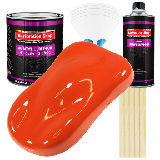 Charger Orange Acrylic Urethane Auto Paint - Complete Gallon Paint Kit - Professional Single Stage Automotive Car Truck Coating, 4:1 Mix Ratio 2.8 VOC